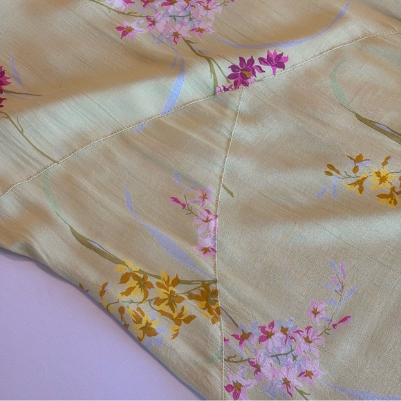 VINTAGE BARBARA LESSER 90s Y2K Sleeveless Rayon Green Floral Dress Made in USA M - Picture 8 of 12